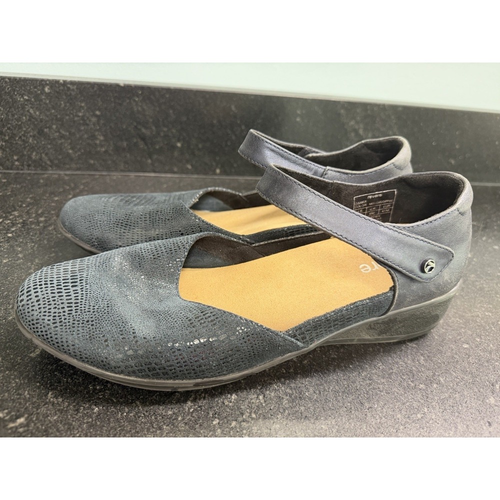 Revere Osaka Mary Jane Shoes Womens 10 (EUR 41) Navy Lizard Leather Comfort - Picture 5 of 9